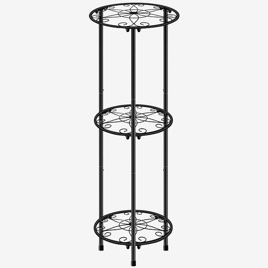 CASIMR Plant Stand Indoor Outdoor, Metal Rustproof Flower Shelf 3 Tier 32.3 inch, Tall Multiple Plant Pot Holder Rack for Garden Patio Living Room Corner Balcony, Black