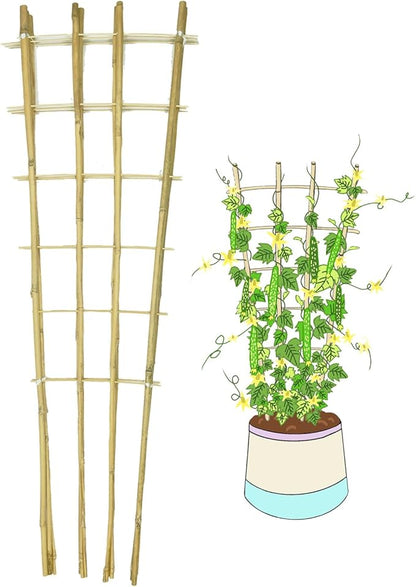 Natural Bamboo Trellis, 4Feet,3Pack,Fan-Shaped Plant Support Trellis for Outdoor and Indoor Potted Climbing Plants,Vegetables, Cucumber, Tomato, Hoya,