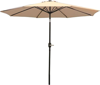 Sunnydaze Outdoor Patio Umbrella - Polyester Table Market Umbrella with Push-Button Tilt and Crank - 8 Sturdy Ribs - Beige - 9ft