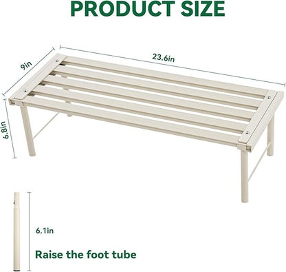 Metal Plant Stand, Rust-proof Aluminum Flower Pot Stand, Heavy Duty Planter Display Shelving for Patio Balcony Garden Living Room Decorative (White, 23.6 Inch)
