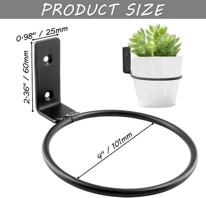 6 Pack 4 inch Flower Pot Holder Ring, Flower Pot Holder Ring Wall Mounted Set Wall Mounted Metal Planter Hanger Matte Black Hanging Plant Holders
