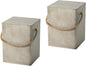 COSIEST Set of 2 Concrete Side Table, Rectangular Outdoor Side Table w Hemp Rope Handles,15''Patio Side Tables End Table, Outdoor Accent Side Table for Garden and Patio, Grey