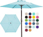 JEAREY 7.5FT Patio Umbrella Outdoor Market Umbrella with 6 Sturdy Ribs, Push Button Tilt/Crank Table Umbrella for Garden, Deck, Backyard and Pool, Baby Blue