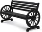 VINGLI Rustic Wooden Wheel Bench Outdoor Bench, Patio Bench Wagon Slatted Seat, Garden Benches for Outdoors 350lbs High Capacity, Weather Resistance (Black, 55in)