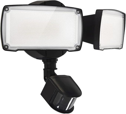 UME 19W LED Flood Light Motion Sensor Outdoor, 2 Adjustable Head, 2000LM, 5000K, IP65 Waterproof, Dusk to Dawn Security Light with Photocell for Exterior,Outside,Garage,House(Black)