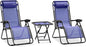 SereneLife Outdoor Zero Gravity Lounge Chair Set with Table – 2 Adjustable Recliners with Cup Holders, Headrest, Steel Frame & Foldable Design for Patio, Pool, Garden, or Camping