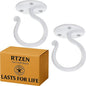 RTZEN Plant Hangers Indoor or Outdoor - Wrought Iron Metal Hanger Indoor Hook - Heavy Duty Wall Bracket Hooks for Hanging Plants Baskets Lanterns Wind Chimes - 2 Pack (Large White Ceiling Hooks)