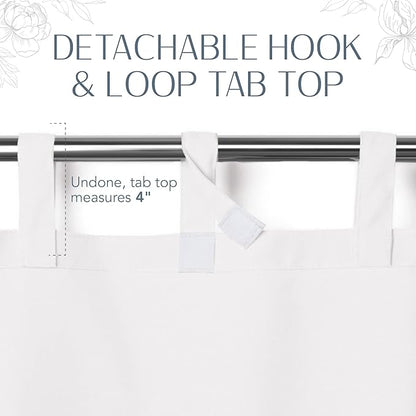 Elrene Home Fashions Matine Weatherproof Tab-Top Indoor/Outdoor Solid Color Curtain Panel for Porch, Pergola, Patio, Deck, 52”W x 95”L, White