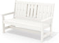 SERWALL Outdoor Bench with Cup Holder, 58" HDPE Garden Park Bench Suitable for 3 Person, All Weather Patio Benches with High Backrest and Wide Armrests for Garden, Park, Yard, Front Porch, White