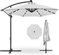 Best Choice Products 10ft Solar LED Offset Cantilever Hanging Market Patio Umbrella, 8 Sturdy Ribs, Easy Adjustment - Fog Gray