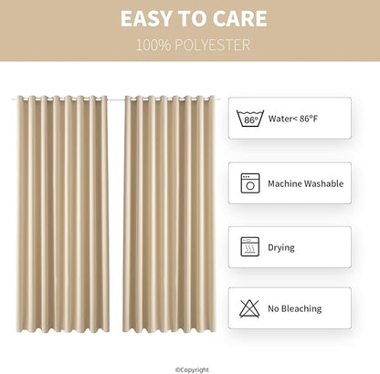 Waterproof Outdoor Curtain W105 x L108 - Grommet Top Sunlight Blocking Window Treatment Drapes Blackout Curtains for Home Bedroom Living Room Outdoor Patio Porch Pergola Cabana Gazebo, 2 Panels