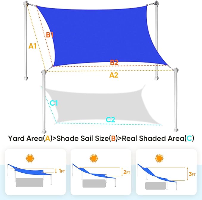 Quictent 20x26ft Sun Shade Sail for Patio, 185GSM Heavy Duty Rectangular Outdoor Sunshades UV Block Outside Canopy Cover for Backyard