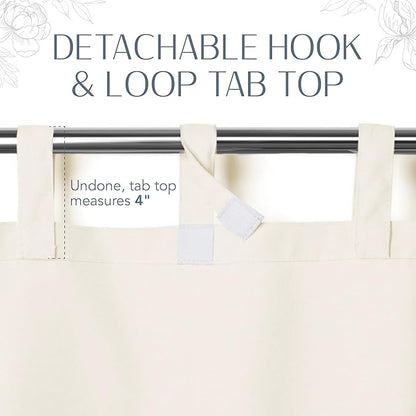 Elrene Home Fashions Matine Weatherproof Tab-Top Indoor/Outdoor Solid Color Curtain Panel for Porch, Pergola, Patio, Deck, 52”W x 84”L, Ivory