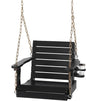 VINGLI Heavy Duty 880 LBS HDPE Porch Swing Outdoor with Rotatable Cup Holder, with Adjustable Chains, 1 Person Hanging Porch Swing Chair for Porch, Yard, Tree, Garden - Black