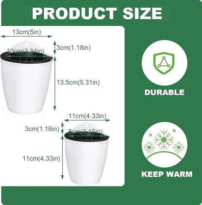 Amyhill 16 Pcs 5'' and 4.33'' Self Watering Hanging Planter for Indoor Plants Wall Planter with Hook and Absorbent Cotton Rope Wall Plant Holder Wall Mounted Planters White Flower Pots for Garden