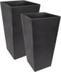 Tierra Verde 2-Pack Indoor & Outdoor Self-Watering Square Planters, Large, Sonata, Black - Planter Containers for Plants and Flowers - Gardening and Landscaping Accessories