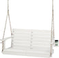 VINGLI Heavy Duty 1600 LBS HDPE Porch Swing Outdoor with Rotatable Cup Holder, 4 FT Patio Bench Swing with Adjustable Chains, 2 Person Hanging Porch Swing Chair for Porch, Yard, Tree, Garden - White