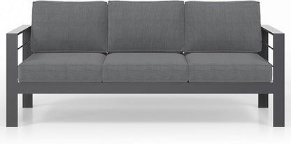 Solaste Outdoor Couch Aluminum Patio Furniture Sofa, 3-Seat All-Weather Metal Outdoor Patio Furniture with Cushions,Dark Grey