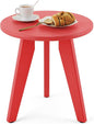 HDPS Outdoor Side Table, Small Round Side Table Weather-Resistant, Outdoor Side Tables for Patio, Porch, Deck, End Table for Plant Stand, Living Room, Bedroom, Red