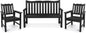 Stoog All-Weather Outdoor Bench & Chairs Set, 3-Piece Patio Furniture Set, Include 1 Garden Bench and 2 Garden Chairs, Never Rot or Fade, Black
