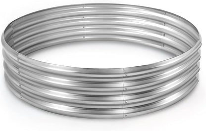 Round Galvanized Raised Garden Bed Kit, Round Galvanized Planter for Vegetables/Herbs/Flowers Heavy-Duty Steel Outdoor Water Trough (Silver, 3X3X1FT)