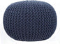 FRELISH DECOR Round Pouf Ottoman Hand Knitted 100% Cotton Pouf Foot Stool - Knitted Bean Bag - Floor Chair for Living Room Bedroom - Foot Rest for Couch (20 Diameter x 14 Height) - Dark Grey