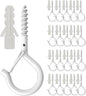 20 Pack Q Hanger Hooks with Safety Buckle, Rustproof Screw Hooks for Hanging String Lights, Bird Feeder, Plants, Wind Chimes & Holiday Decorations, Holds Up to 40 lbs（2.2" White Vinyl Coated ）
