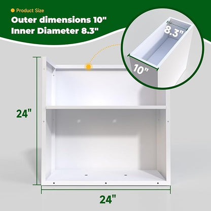 White Metal Long Planter for Outdoor Plants 24" x 10" x 24" Metal Rectangular Outdoor Planter Box Spliced Flower Box with Partitions for Outside,Indoor,Garden (White, 24 * 10 * 24)