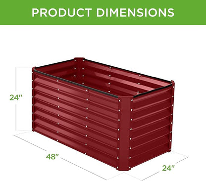 Best Choice Products 4x2x2ft Outdoor Metal Raised Garden Bed, Deep Root Box Planter for Vegetables, Flowers, Herbs, 119 Gallon Capacity, 100% Non Toxic Materials - Royal Red