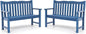 Stoog Outdoor Benches Set of 2, 2-Person All-Weather HIPS Garden Bench with 800 lbs Weight Capacity, Never Rot or Fade, Used for Patio, Deck, Backyard, Blue