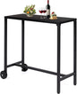 Outvita Outdoor Bar Table, 37" Height Wheeled Patio Pub Table with Waterproof Frame and Adjustable Foot for Hot Tub, Patio, Backyard, Balcony, Hallway, Bistro Rectangle, Black