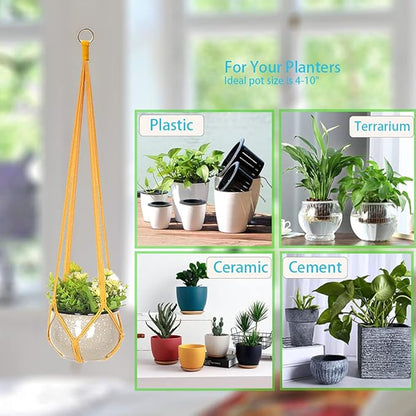 Hanging Planters for Plants with 8 Hooks, Handmade Colorful Cotton Rope Hanging Plant Holder Indoor & Outdoor Boho Room Decor Hanging Ceiling Decor，4 Pack. (4 Color)
