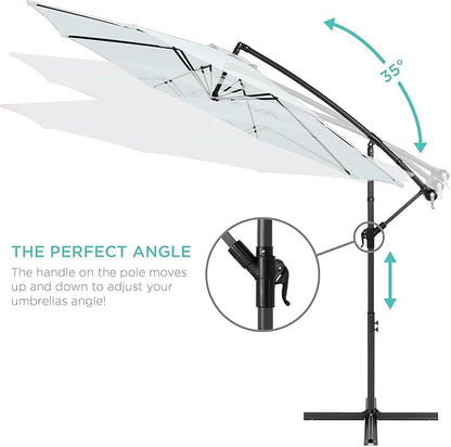 Best Choice Products 10ft Offset Cantilever Hanging Market Patio Umbrella, 8 Sturdy Ribs, Easy Adjustment - Baby Blue