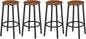 HOOBRO Bar Stools, Set of 4 Bar Chairs, Kitchen Round Height Stools with Footrest, Breakfast Bar Stools, Sturdy Steel Frame, for Dining Room, Kitchen, Party, Easy Assembly, Rustic Brown BF03BYP401N1