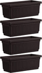 HC Companies 24 Inch Long Fluted Plastic Venetian Garden Window Container Planter Box for Flowers, Vegetables, or Succulents, Black (4 Pack)