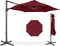 Best Choice Products 10ft Offset Cantilever Hanging Market Patio Umbrella, Smooth 360° Rotation, 8 Sturdy Ribs, Easy Adjustment - Burgundy