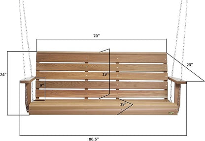 All Things Cedar PS70-SW10 Premium Porch Swing | 6Ft Outdoor Furniture & Patio Swing | Handcrafted Western Red Cedar | Comfort Springs, Easy Assembly, Sustainable Outdoor Bench 80.5X 23x 24
