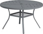 VICLLAX Round Patio Table with Adjustable Umbrella Hole for 4, All Weather Metal Outdoor Dining Table for Lawn Garden, 40.6" Outdoor Coffee Table, Grey Tabletop