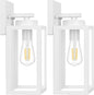 BesLowe Outdoor Wall Light Fixtures, Exterior Waterproof Wall Lanterns, Porch Sconces Lighting with E26 Sockets, Modern White Outside Lights for House Patio Front Door Entryway, 2-Pack