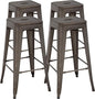 FDW Metal Bar Stools Set of 4 Counter Height Bar Stools 24 Inches Industrial Bar Chairs Patio Stool Stackable Backless Stool Indoor Outdoor Metal Kitchen Stools Bar Chairs (Bronze, 30")