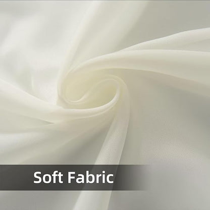 SpaceDresser Waterproof Outdoor Sheer Curtains for Patio - 2 Panels Rod Pocket Indoor Voile Sheer Curtain for Living Room,100W x 108L inch, Ivory