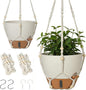 Self-Watering Hanging Planters for Indoor Plants Set 2-Piece Includes Plant Hanging Pot, Drainage-Hole Hanging Pot, and Hanging Basket Rack (10 Inches, White)
