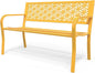 VINGLI 50" Outdoor Bench Metal with Floral Back, Garden Bench Front Porch Bench for Yard Patio Entryway Park Outside, 800lb Capacity - Yellow
