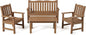 Stoog HIPS Outdoor Patio Dining Set, 4-Piece All-Weather Garden Bench, Chairs and Table Set, Patio Dining Set for Backyard, Lawn, Deck and Porch, Teak