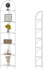 Crofy Foldable 6 Tier Corner Shelf, Metal Corner Plant Stand with White Frame and Transparent Shelves, Corner Display Rack Multipurpose Shelving Unit for Living Room, Bedroom, Bathroom