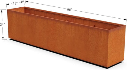 Plantercraft Extra Large Planters Outdoor 96 Inch - Large Rectangular Planters for Outdoor Plants, Corten Steel Planter Box for Garden & Patio Dividers, Metal Planter Rectangle, Fully Assembled
