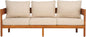 SAFAVIEH Outdoor Collection Theo Natural Teak Solid Wood/Taupe Cushion 3-Seater Sofa