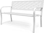 VINGLI 50" Outdoor Bench Metal with Floral Back, Garden Bench Front Porch Bench for Yard Patio Entryway Park Outside, 800lb Capacity - White