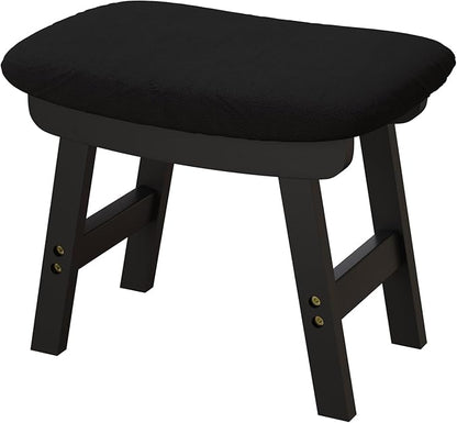 Small Ottoman Foot Rest, Black Foot Stool- Wooden Foot Stool for Living Room, Bedroom & Kitchen