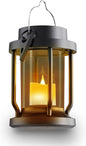 Solar Lantern Outdoor & Indoor Use – Hanging Solar Lights with Realistic Flickering Flameless Candle, Weatherproof for Gardens, Patios, Trees, and Lawns (Black + Gray, 1 Pack)